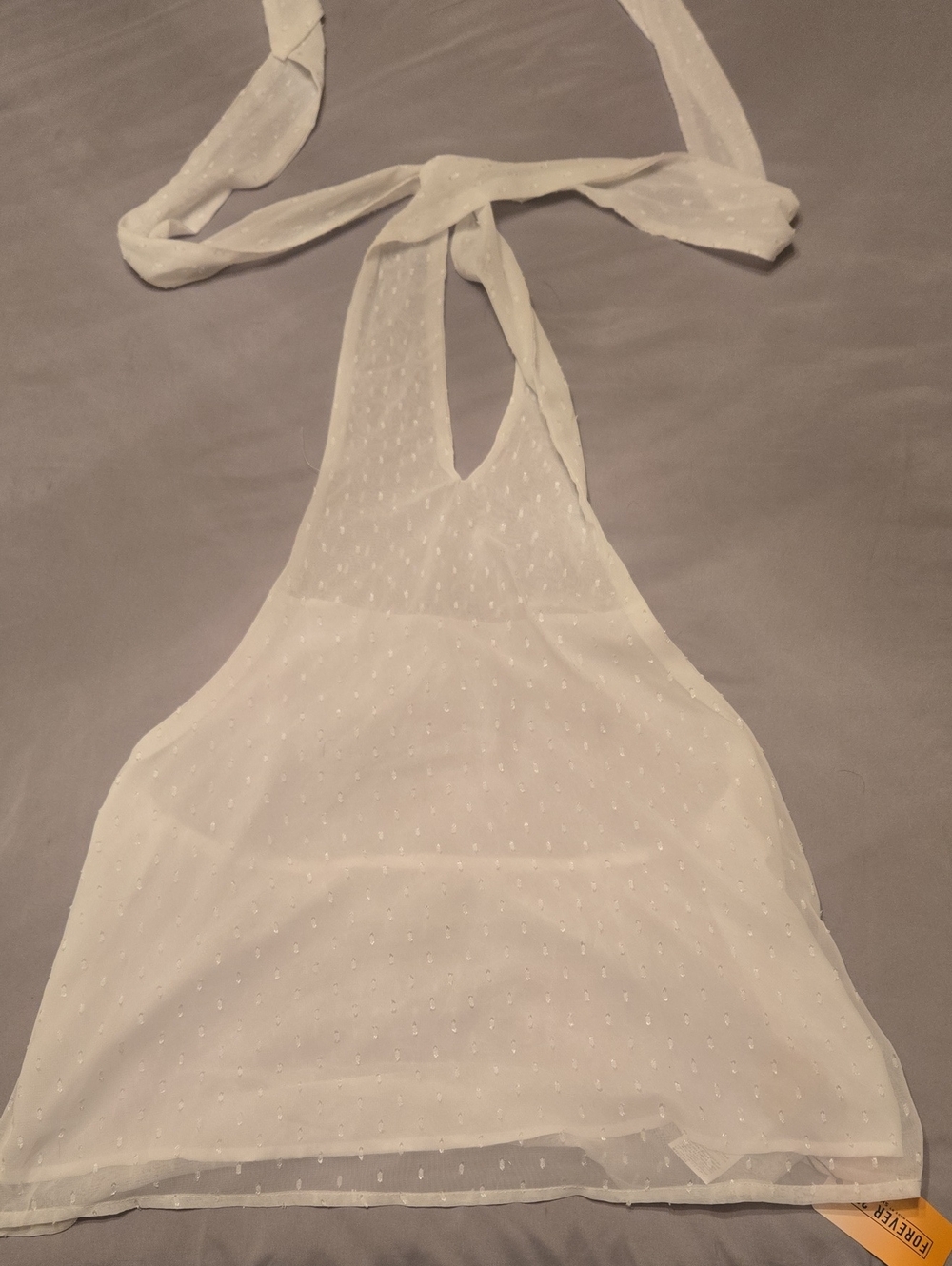 Sheer White Swiss Dot Halter Tie Top
